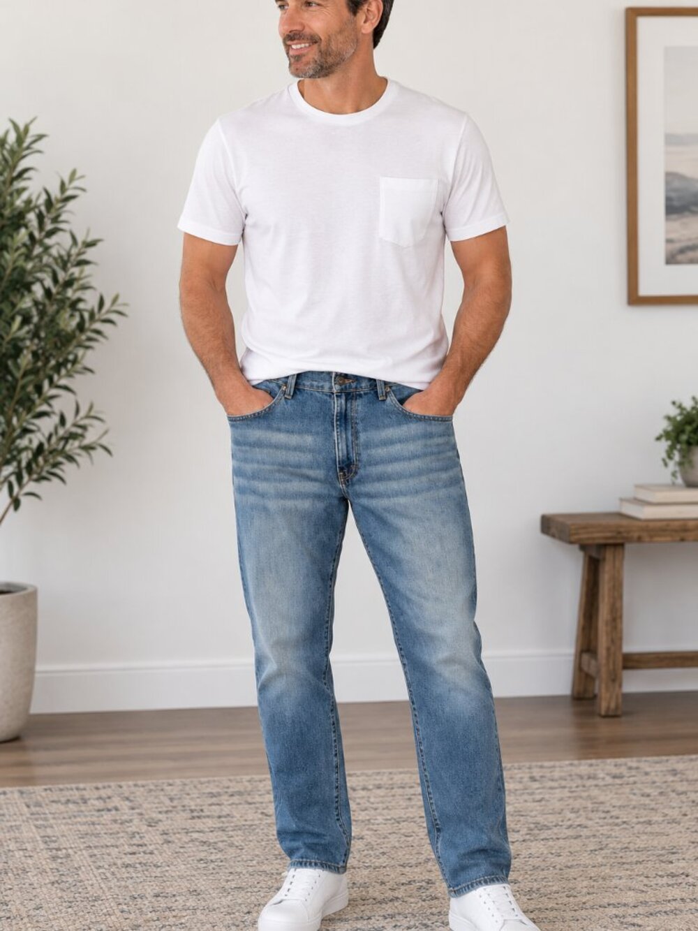 Calvin Klein Jeans Men's 36x34 Relaxed Straight 100% Cotton Blue Denim High Rise